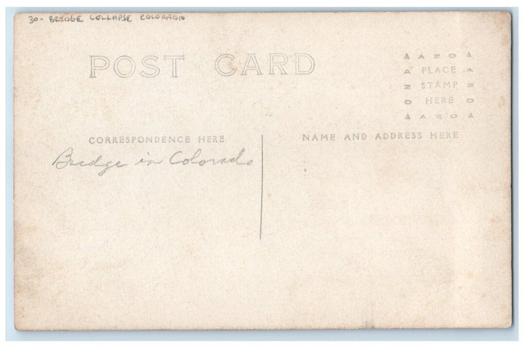 c1910's Bridge Collapse In Colorado CO RPPC Photo Posted Antique Postcard