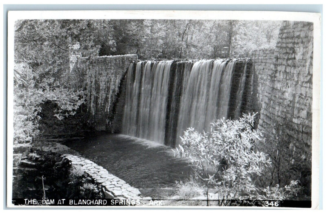 The Dam At Blanchard Springs Arkansas AR RPPC Photo Waterfalls Vintage Postcard