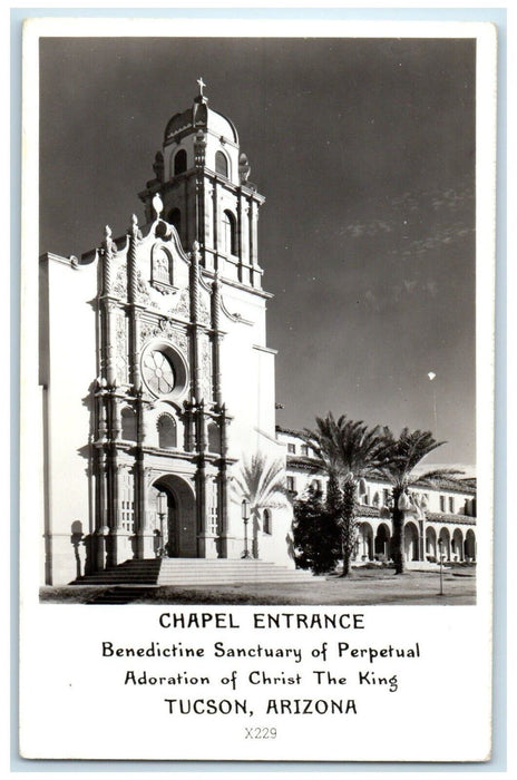 Chapel Entrance Benedictine Sanctuary Tucson Arizona AZ RPPC Photo Postcard