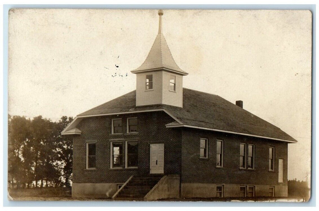 1909 Church Building Steeple View Stilwell KS RPPC Photo Posted Postcard