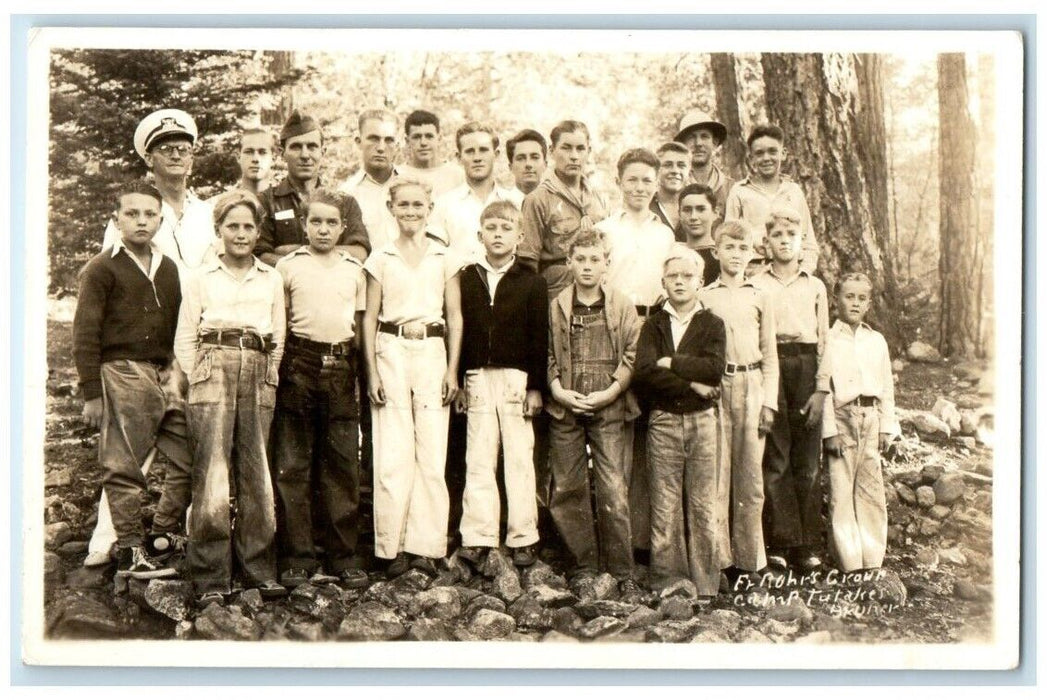 c1930's Camp Rohr Boys Men Forest Children Kansas KS RPPC Photo Postcard