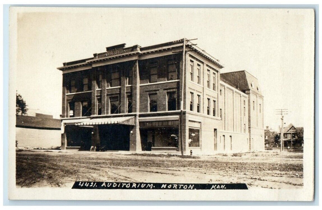 c1920's Auditorium Building View Norton Kansas KS RPPC Photo Unposted Postcard