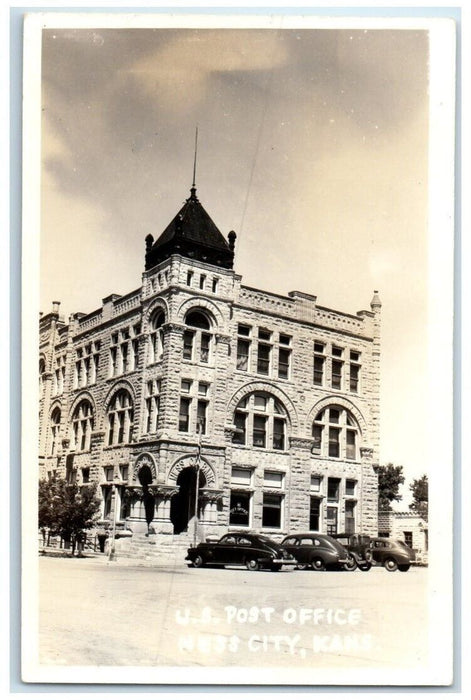 1946 US Post Office Building View Ness City Kansas KS RPPC Photo Postcard