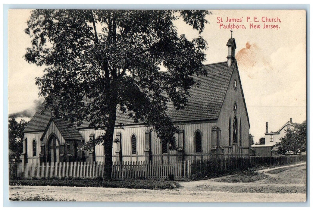 c1910 Exterior View St James PE Church Paulsboro New Jersey NJ Unposted Postcard