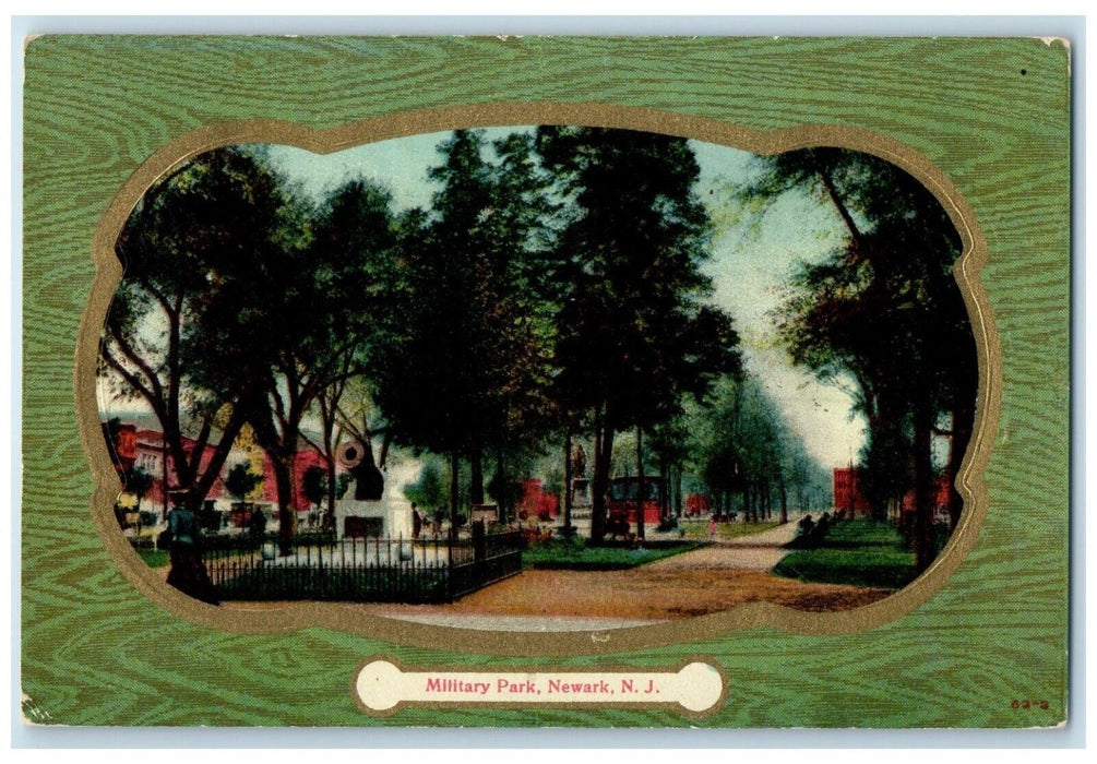 c1910 Scenic View Military Park Green Frame Newark New Jersey NJ Posted Postcard