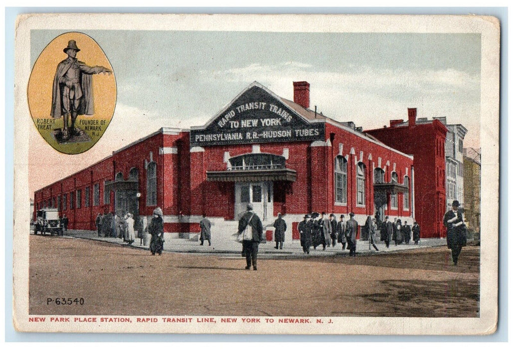 c1910 Park Place Station Rapid Transit Line Newark New York New Jersey Postcard