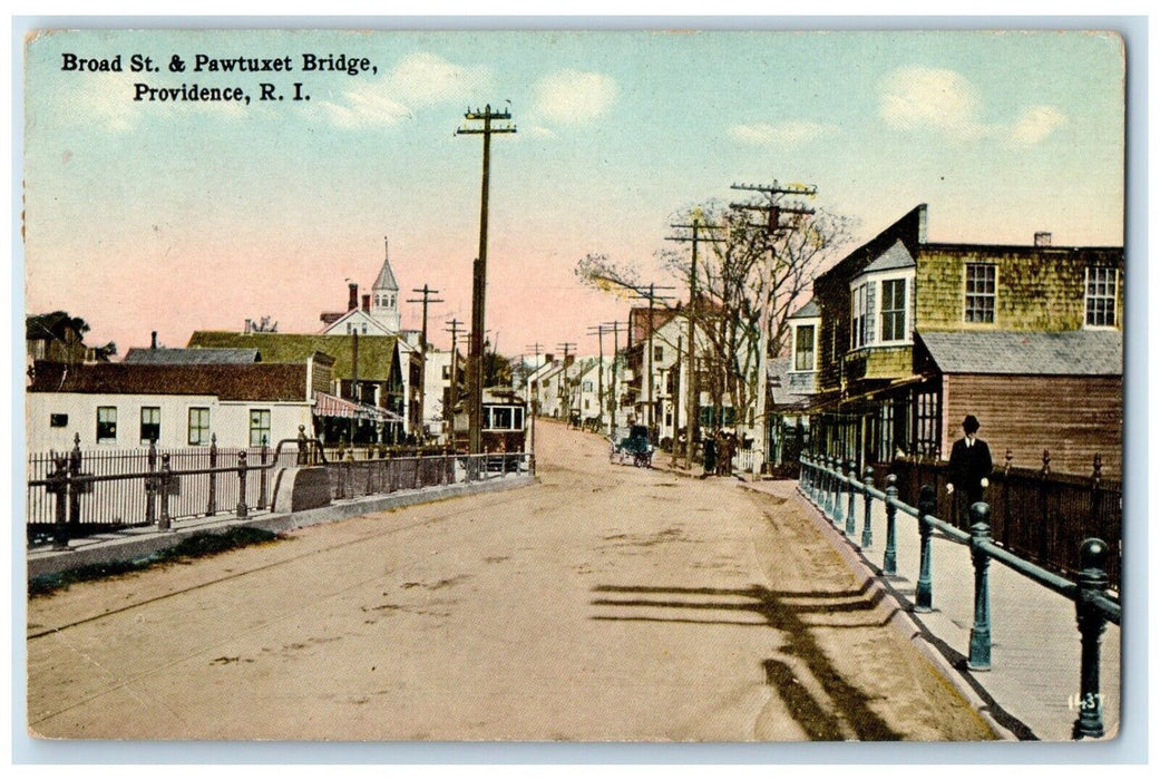 1917 Broad St Pawtuxet Bridge Houses Providence Rhode Island RI Vintage Postcard