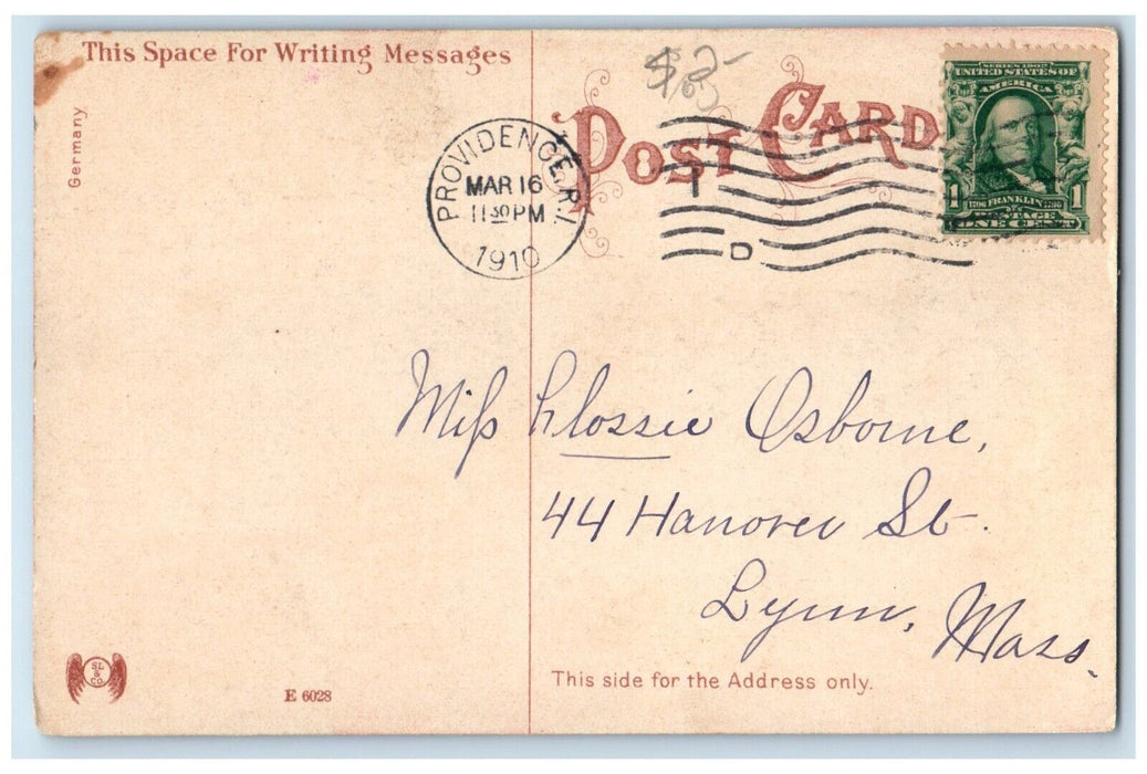 1910 Interior Grace Church Altar Providence Rhode Island Posted Vintage Postcard