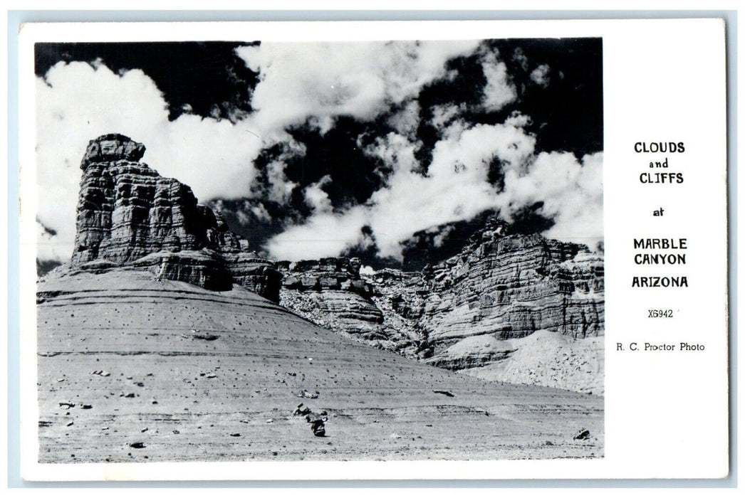 c1940's Clouds And Cliffs At Marble Canyon Arizona AZ RPPC Photo Postcard