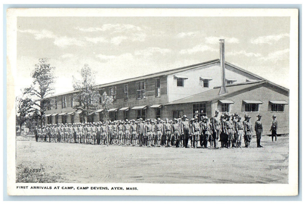 c1920's Army First Arrivals at Camp Camp Devens Ayer Massachusetts MA Postcard