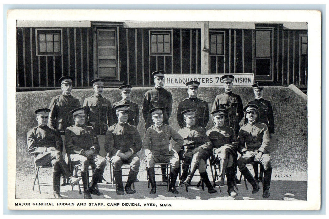 c1930's Major General Hodges & Staff Camp Devens Ayer Massachusetts MA Postcard