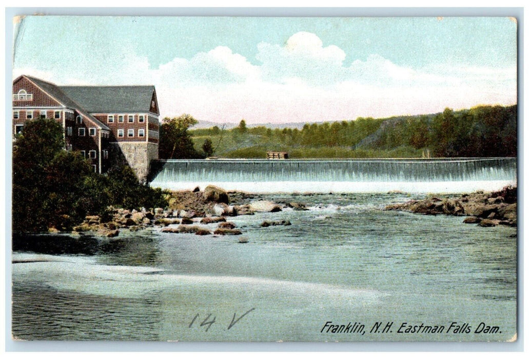 1907 Eastman Falls Dam Franklin New Hampshire NH Posted Vintage Antique Postcard
