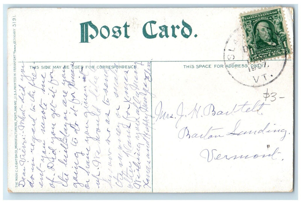 1907 Eastman Falls Dam Franklin New Hampshire NH Posted Vintage Antique Postcard