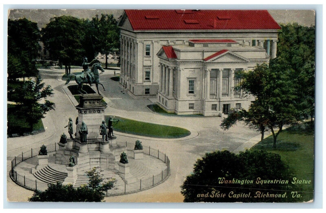 c1910 Washington Squestrian Statue State Capitol Richmond Virginia VA Postcard