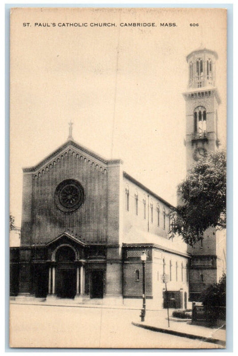 c1940 St. Paul's Catholic Church Chapel Cambridge Massachusetts Vintage Postcard