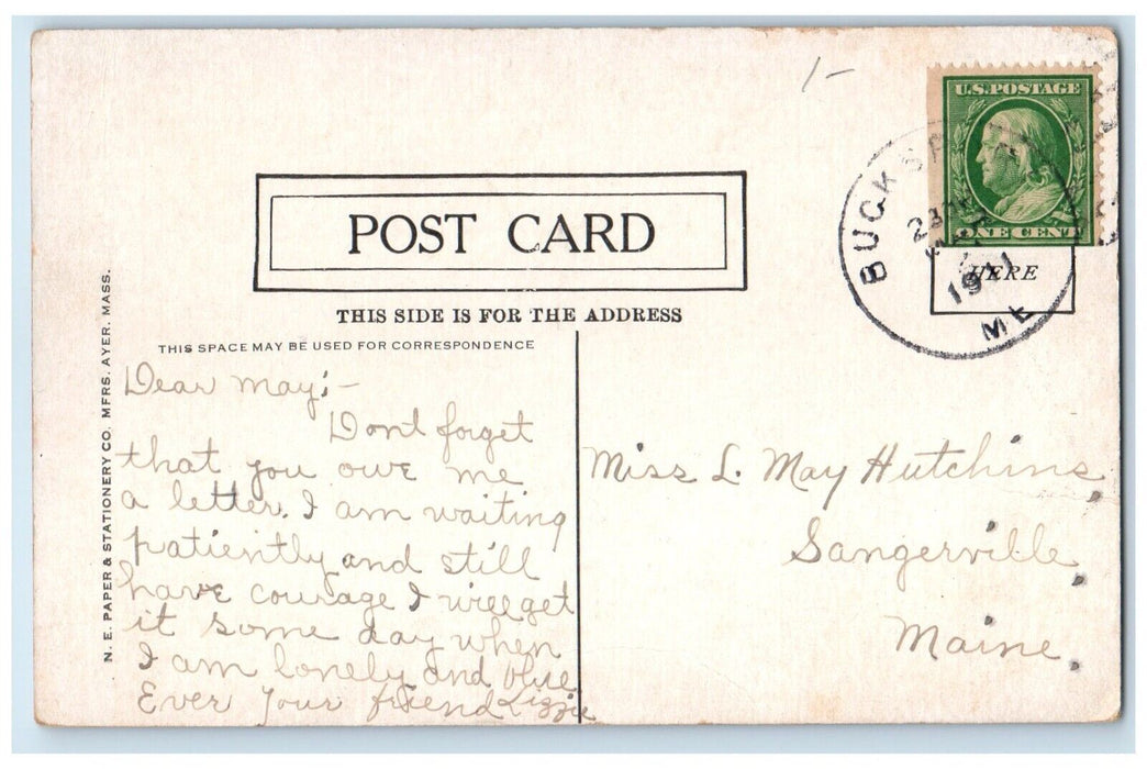 1911 Spofford Grammar School Building Bucksport Maine ME Posted Antique Postcard