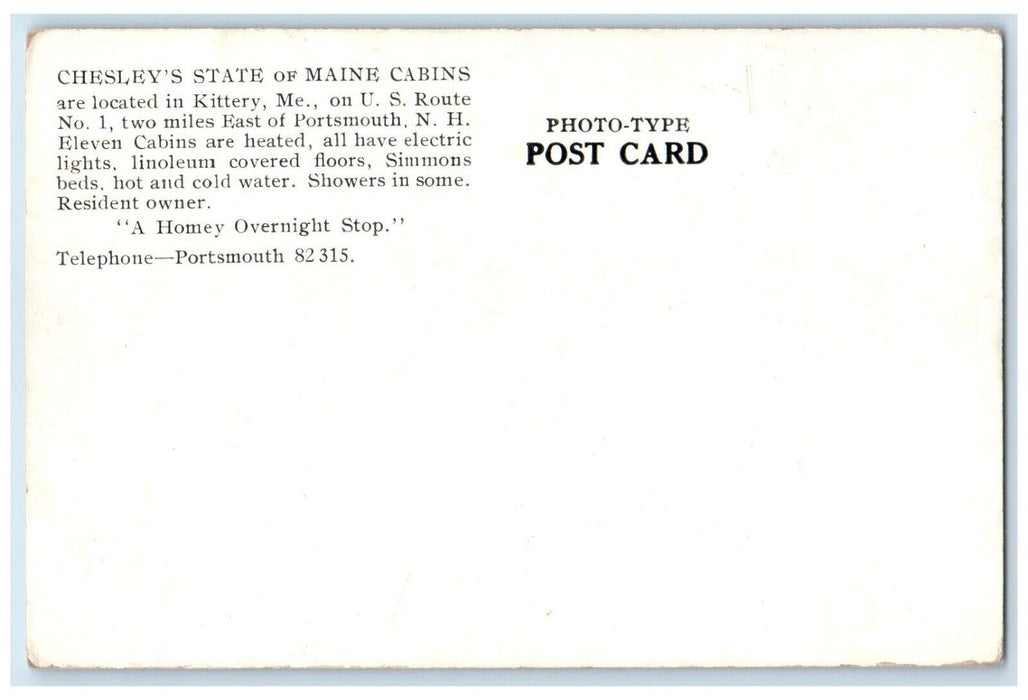 An Invitation Chesley's State Of Maine Cabins Kittery Maine ME Vintage Postcard