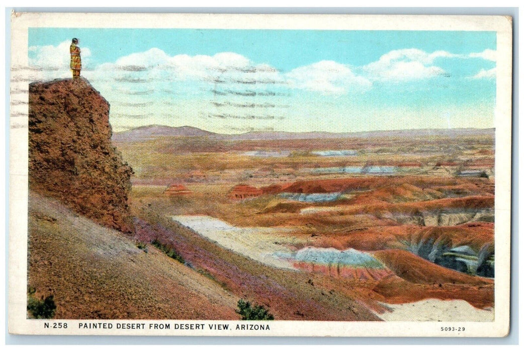 1933 Painted Desert From Cliff Sand Desert View Arizona Vintage Antique Postcard