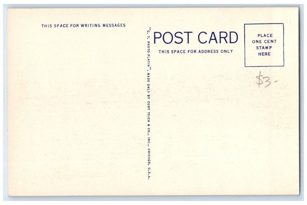 c1940 Municipal Swimming Pool Exterior Building Board Ogallala Nebraska Postcard