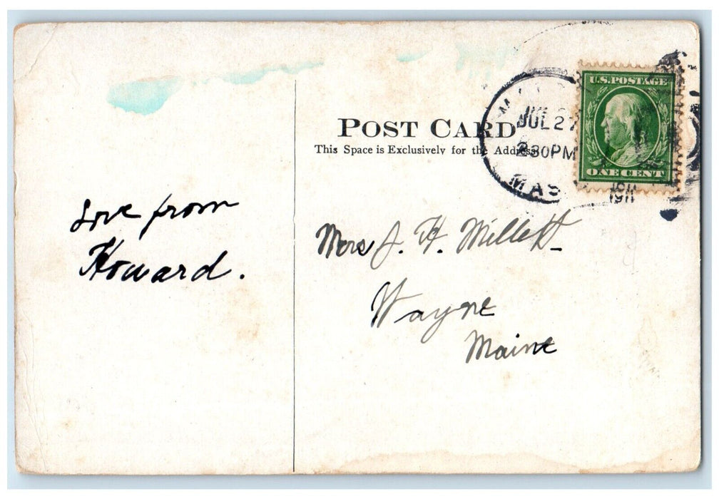 1911 Spot Pond River Lake Cliff Middlesex Fells Massachusetts Vintage Postcard