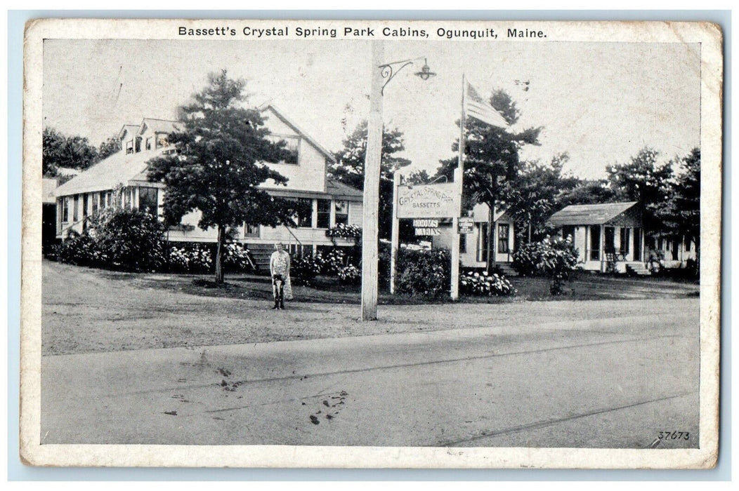 1935 Bassett's Crystal Spring Park Cabins Exterior Road Ogunquit Maine Postcard