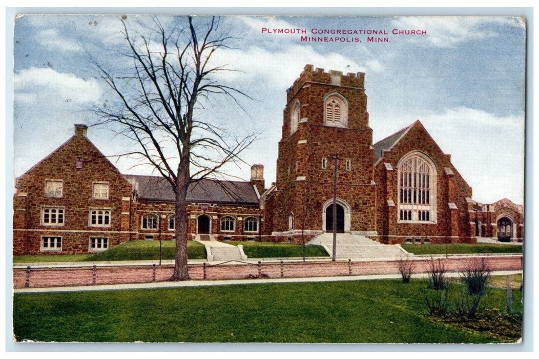 1910 Plymouth Congregational Church Minneapolis Minnesota MN Antique Postcard