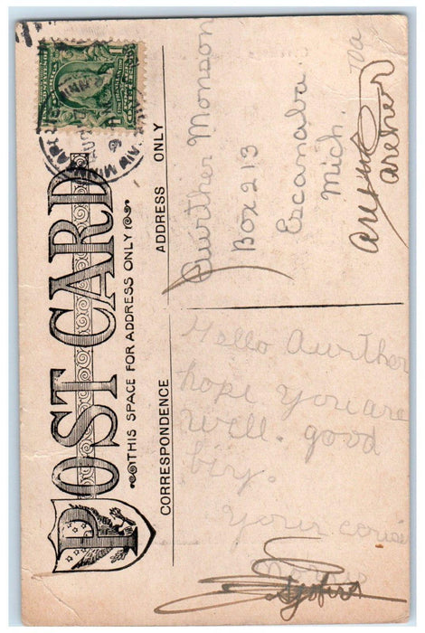 1910 Greetings From Minnehaha Minnesota MN, Waterfalls Posted Antique Postcard