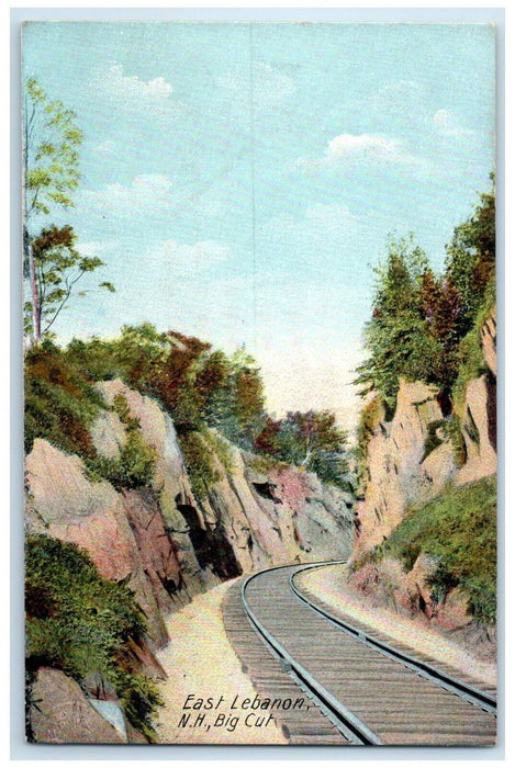 c1910's East Lebanon New Hampshire NH, Big Cut Railroad Train Antique Postcard