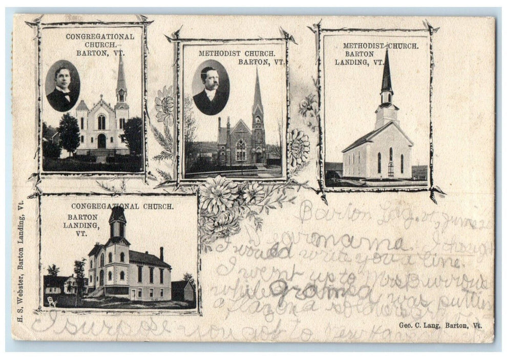 1908 Congregational Church Chapel Barton Vermont VT Multiview Tuck Son Postcard