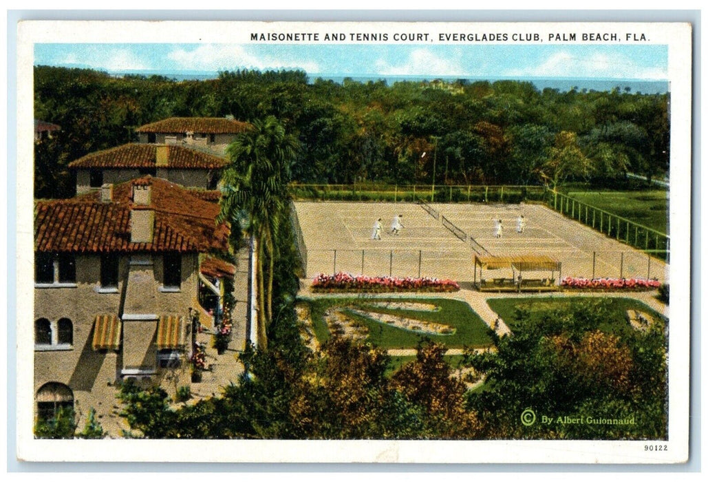 c1940 Maisonette Tennis Court Everglades Club Field Palm Beach Florida Postcard