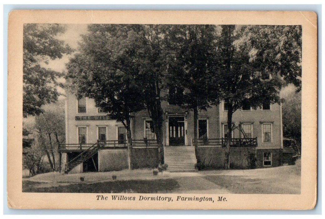 c1910 Exterior View Willows Dormitory Building Farmington Maine Antique Postcard