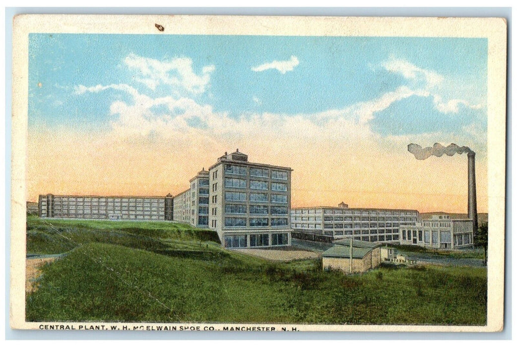 c1920 Central Plant McElwain Shoe Co Building Manchester New Hampshire Postcard