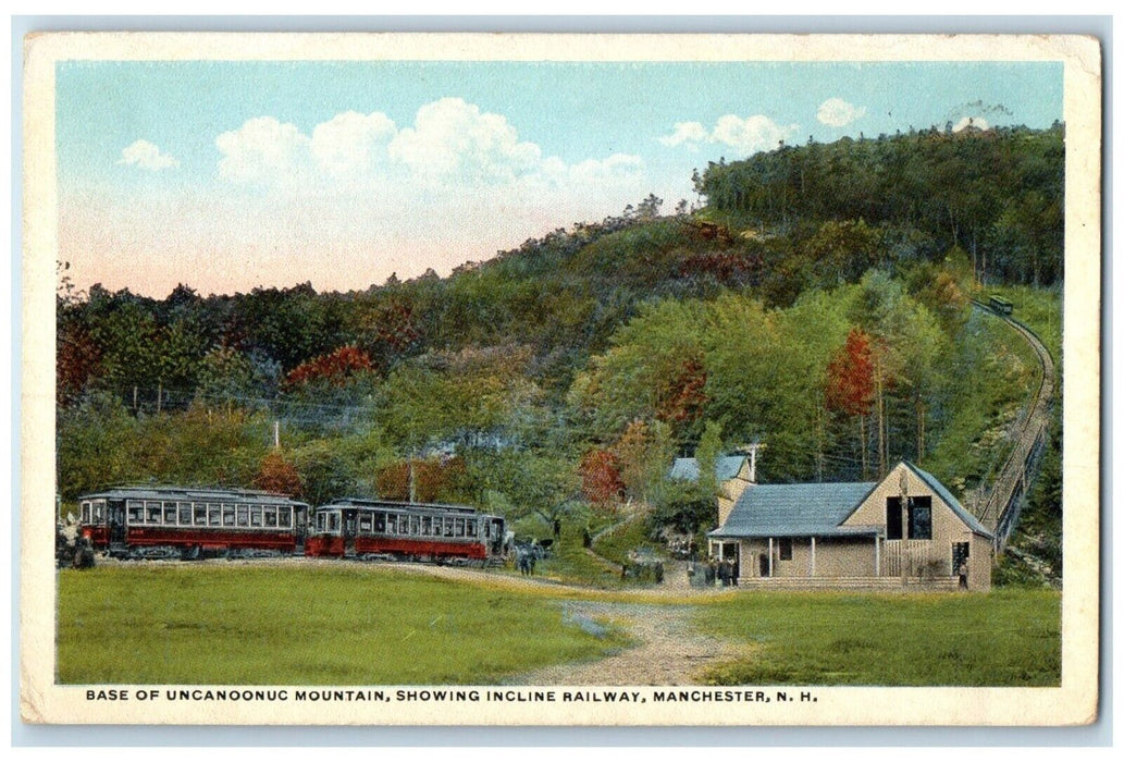 c1920 Base Uncanoonuc Mountain Incline Railway Manchester New Hampshire Postcard