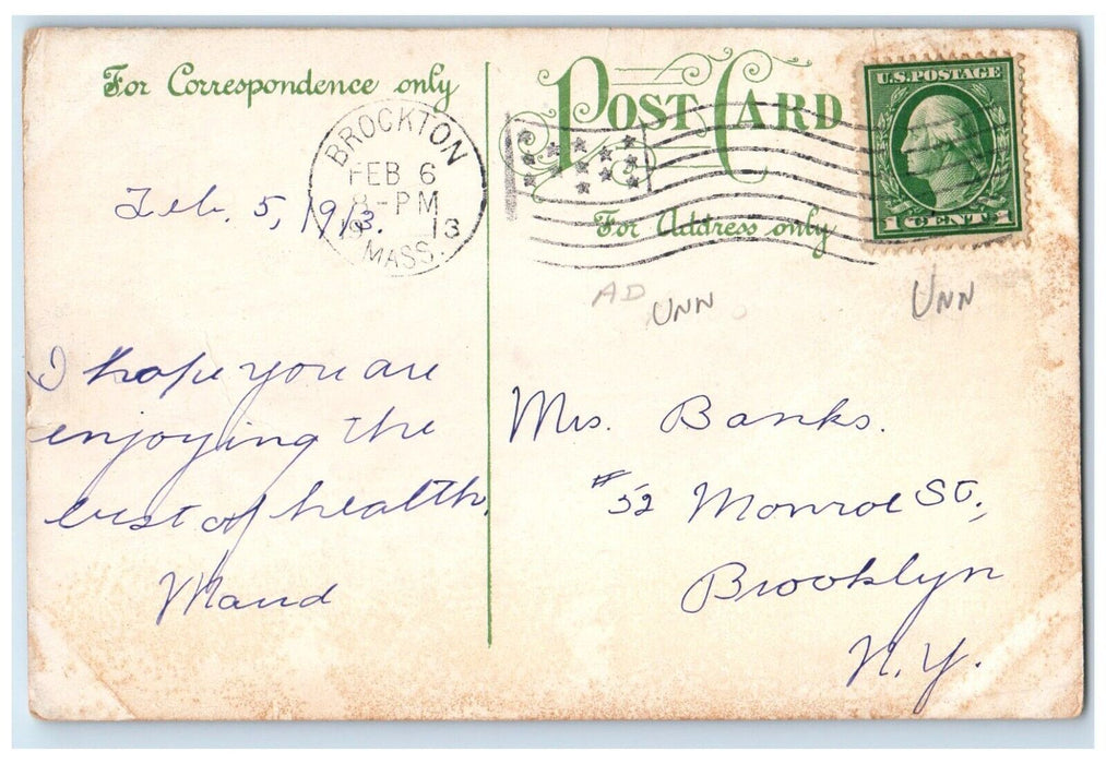 1913 Wales Home Of Aged Women Horse Carriage Brockton Massachusetts MA Postcard