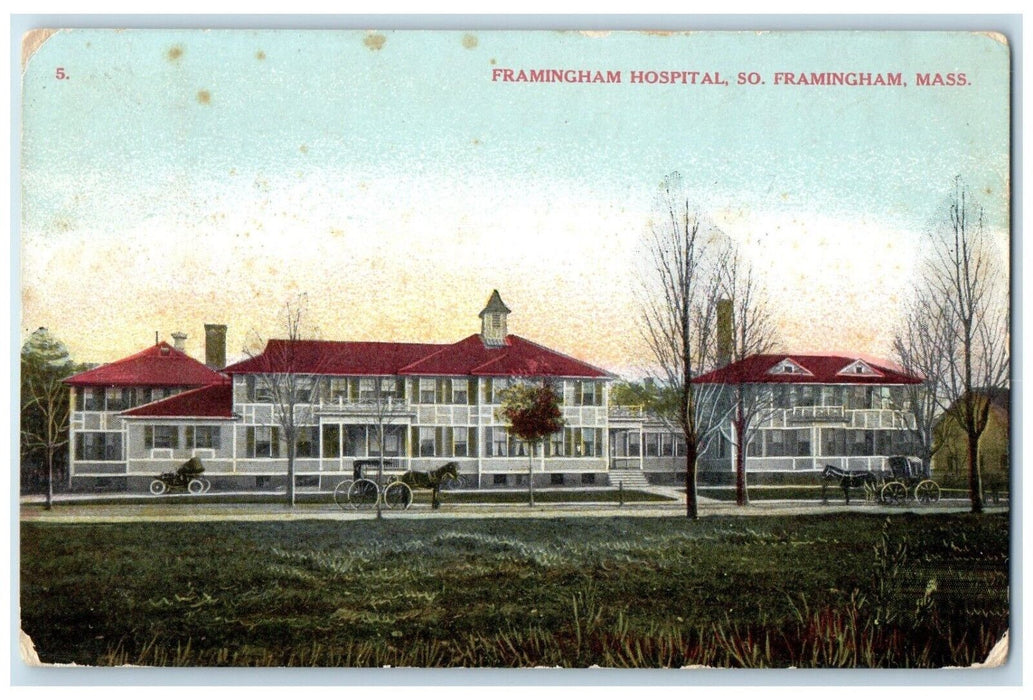1909 Framingham Hospital South Framingham Massachusetts MA Antique Postcard