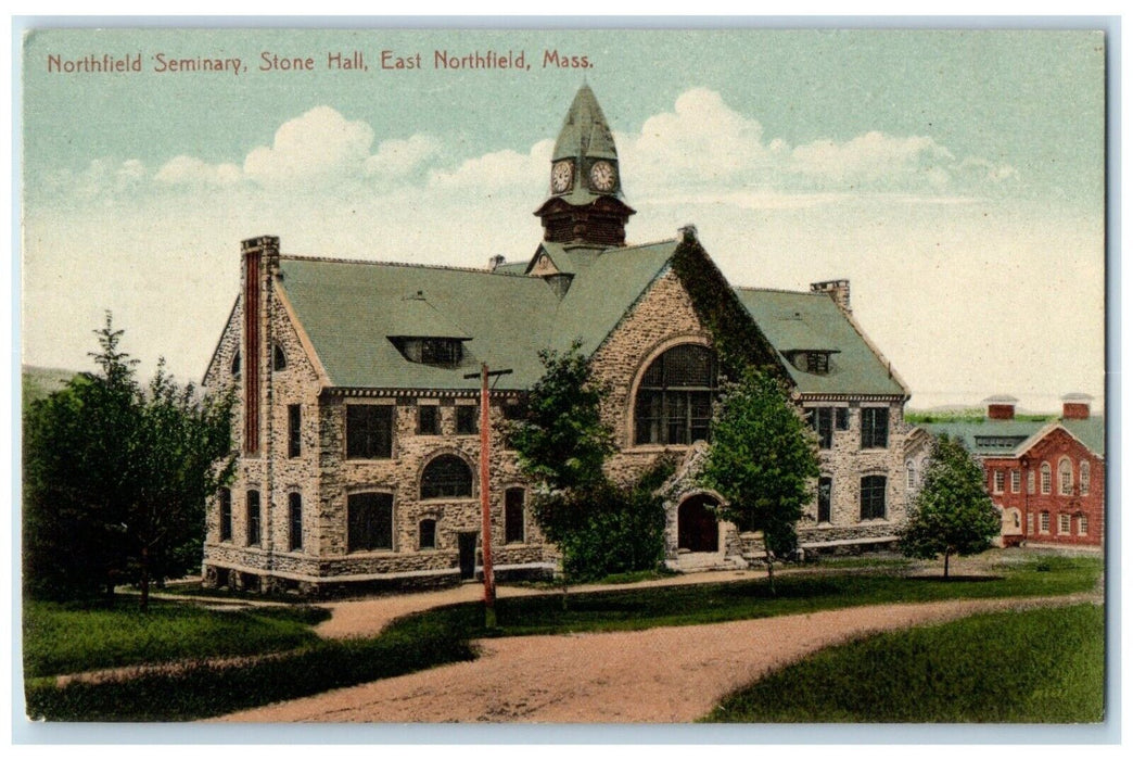c1910's Northfield Seminary Stone Hall East Northfield Massachusetts MA Postcard