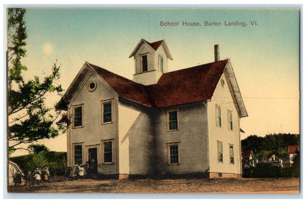 c1910's School House Building Barton Landing Vermont VT Antique Postcard