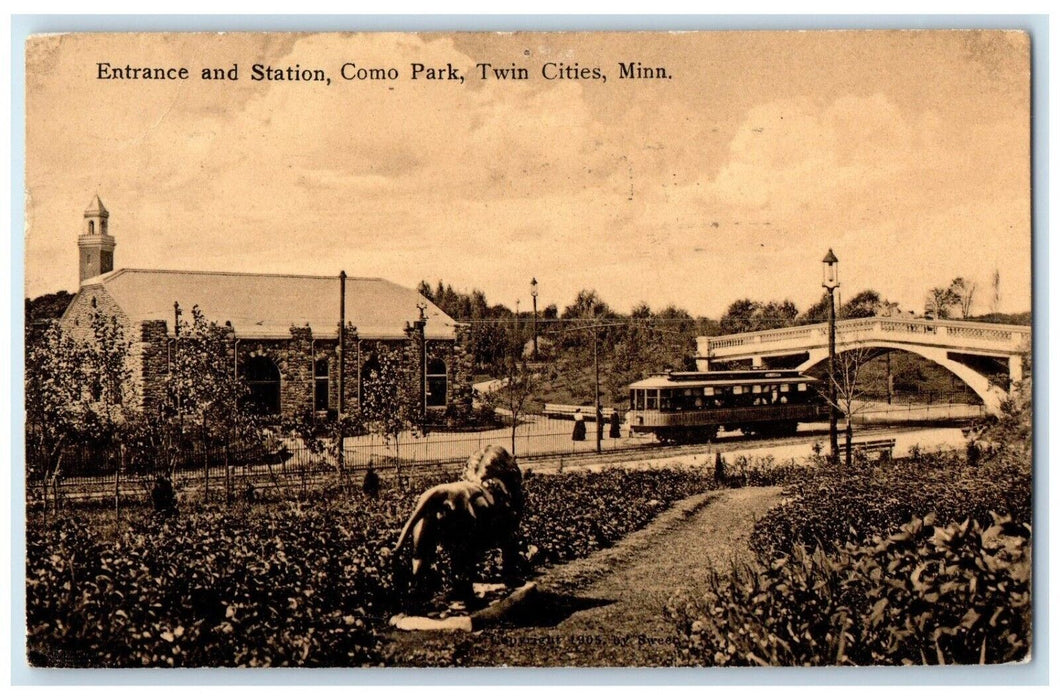 1910 Entrance And Station Como Park Trolley Twin Cities Minnesota MN Postcard