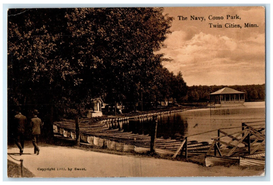 1910 The Navy Como Park Twin Cities Minnesota MN, Boat Scene Antique Postcard