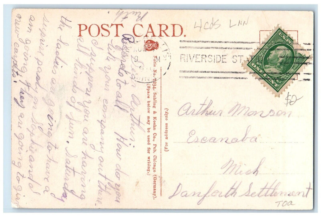 1910 The Navy Como Park Twin Cities Minnesota MN, Boat Scene Antique Postcard