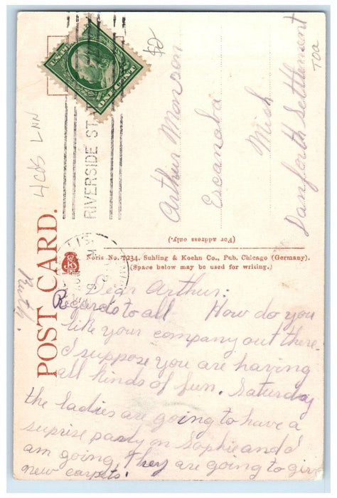 1910 The Navy Como Park Twin Cities Minnesota MN, Boat Scene Antique Postcard