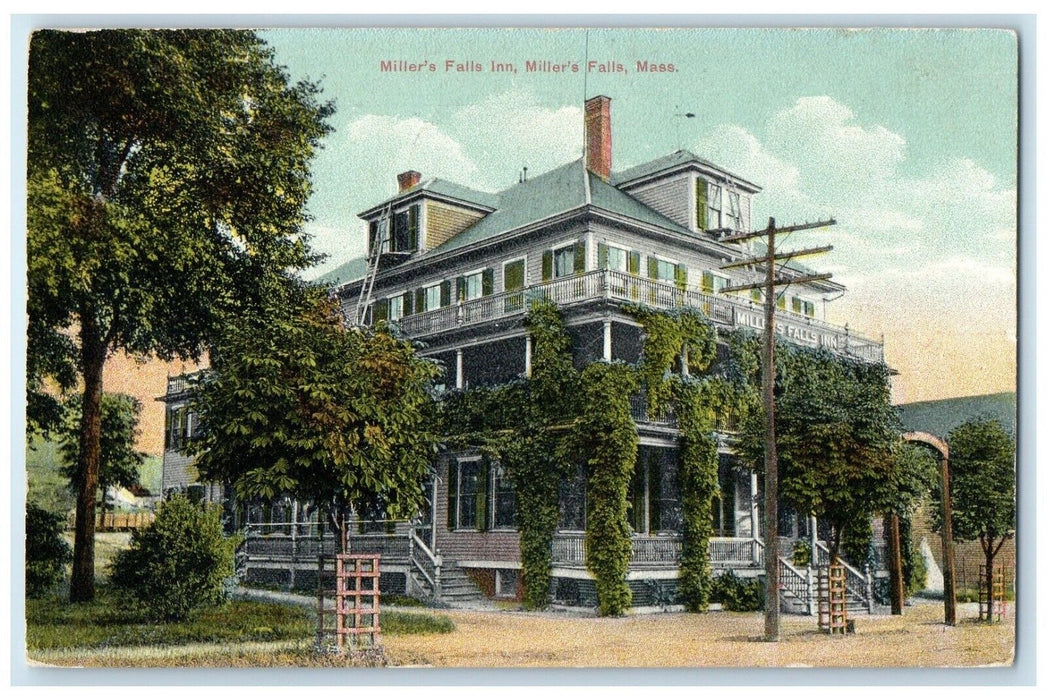 1912 Miller's Falls Inn Hotel Building Miller's Falls Massachusetts MA Postcard