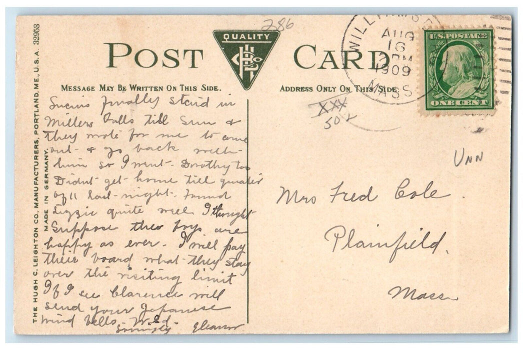 1909 Pratt Street Dirt Road Millers Falls Massachusetts MA Antique Postcard