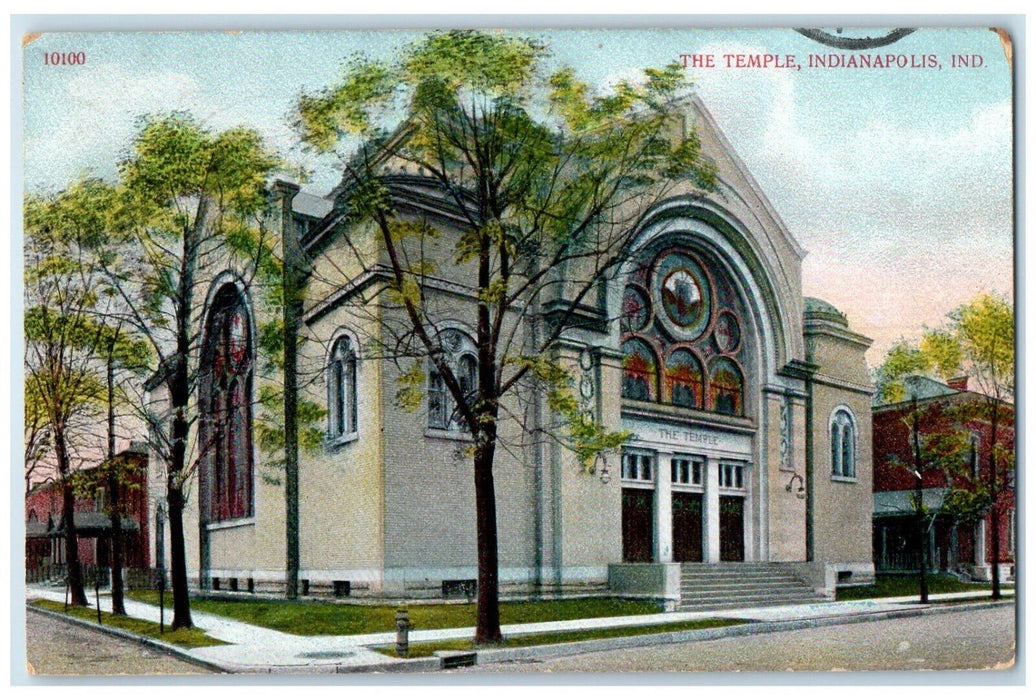 1911 The Temple Building Street View Indianapolis Indiana IN Antique Postcard