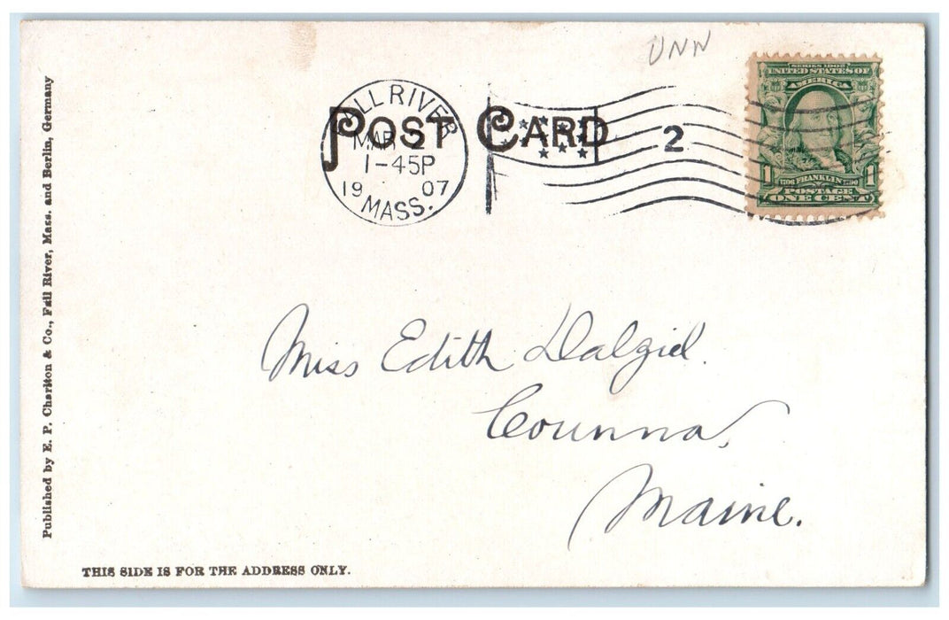 1907 View South West From High School Fall River Massachusetts MA Postcard