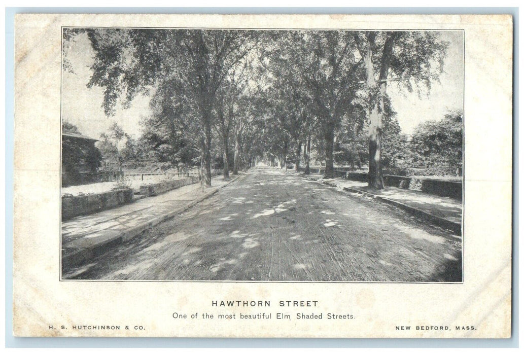 c1905 View Of Hawthorn Street New Bedford Massachusetts MA Antique Postcard