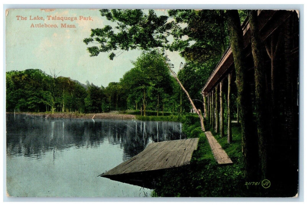 1912 The Lake Talaquega Park Attleboro Massachusetts MA Posted Antique Postcard