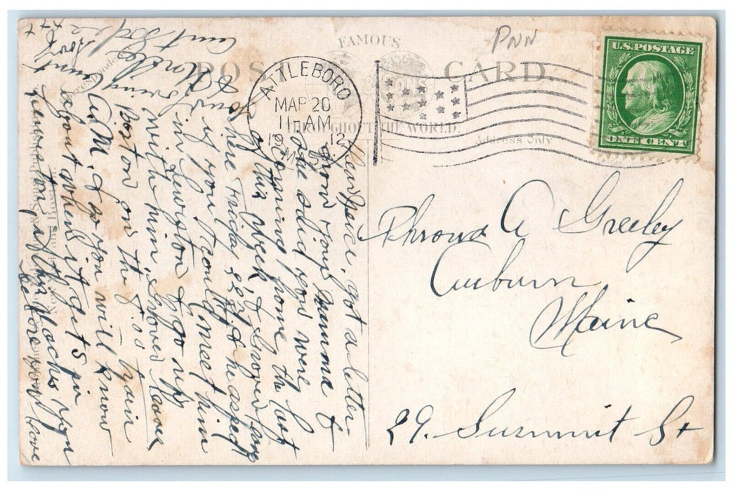 1912 The Lake Talaquega Park Attleboro Massachusetts MA Posted Antique Postcard