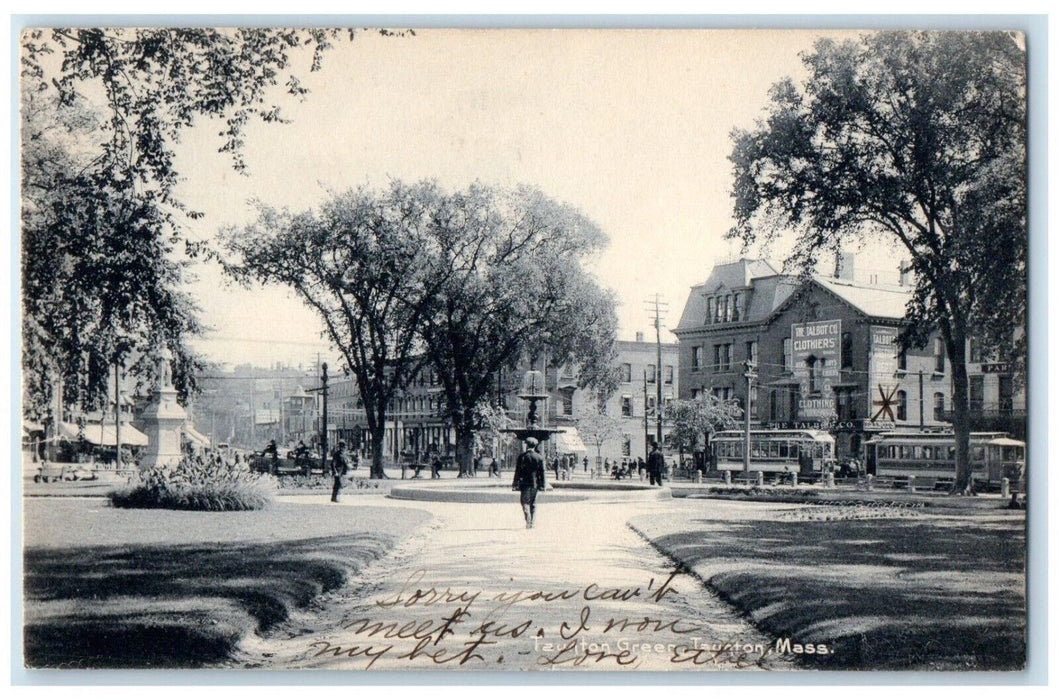 1907 Taunton Green Trolley Water Fountain Taunton Massachusetts MA Postcard