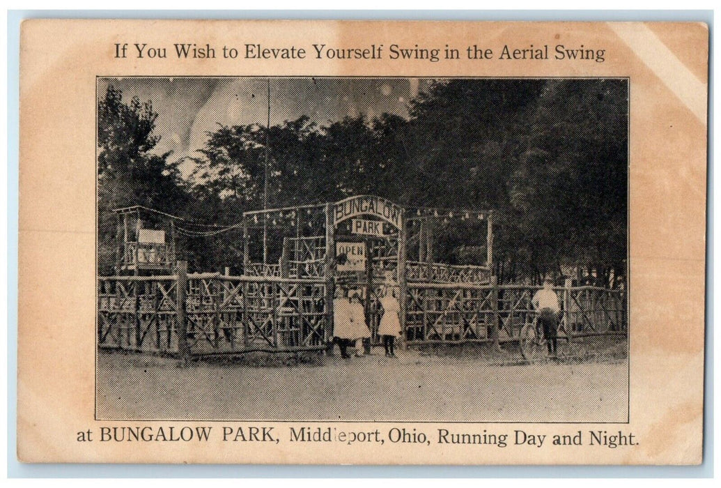 Aerial Swing At Bungalow Park Middleport Ohio OH, Running Day And Night Postcard